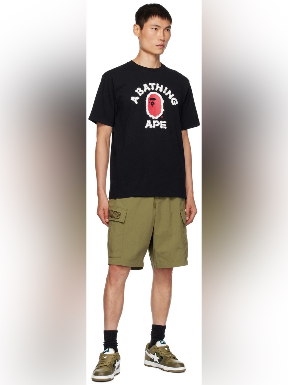 BAPE Black Brush College T-Shirt Bathing Ape Sz M Mens 
(Ago A-2)